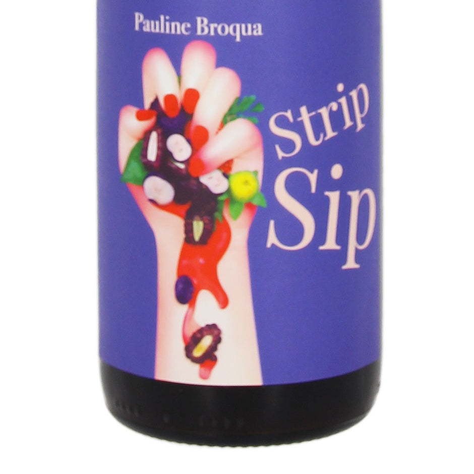 Pauline Broqua's Strip Sip Cuvée: Close-up of the label