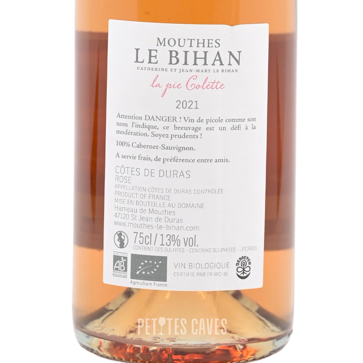 Pie Colette rosé 2021 -  Côtes de Duras - Domaine Mouthes Le Bihan verso