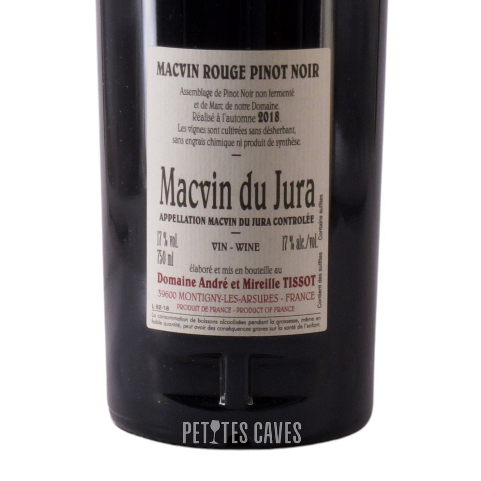 Macvin du Jura Macvin du Jura rouge Domaine Stéphane Tissot verso