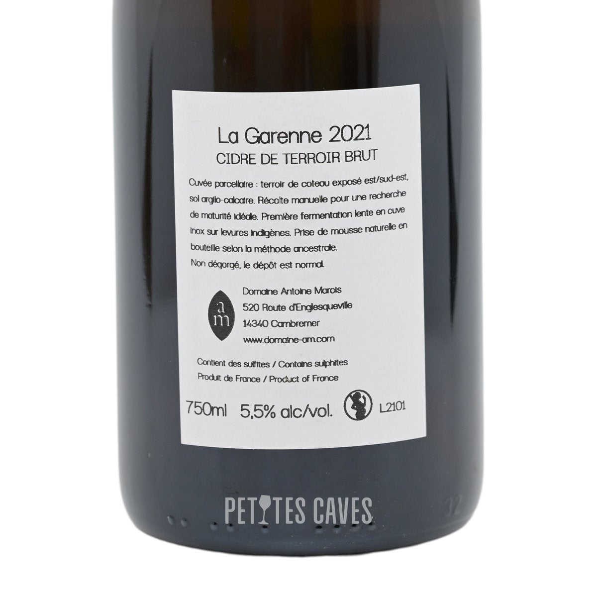 Cidre Pays d'Auge - La Garenne 2021 - Winery Antoine Marois verso