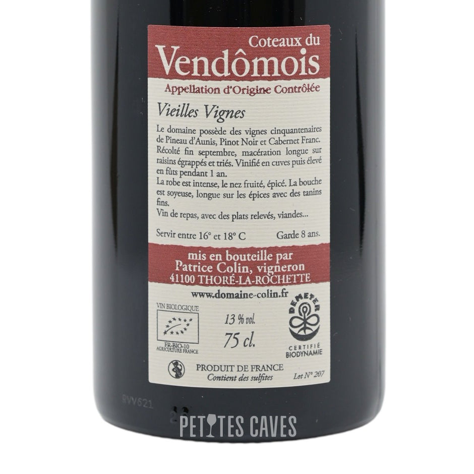 Vieilles Vignes 2022 - Coteaux du Vendômois - Patrice Colin verso
