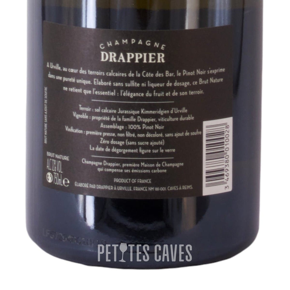 Brut Nature sans ajout de soufre - Champagne Drappier verso